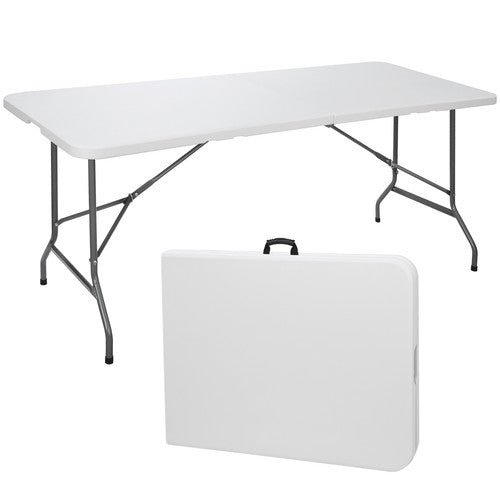 Segawe 6Ft Plastic Folding Table Portable Fold-in-Half Picnic Utility Table with Handle