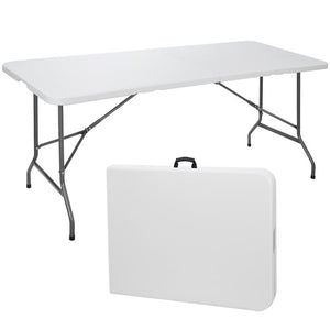 Segawe 6Ft Plastic Folding Table Portable Fold-in-Half Picnic Utility Table with Handle