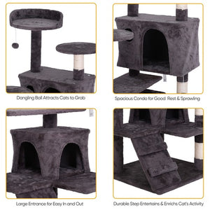 Segawe 55" STURDY Cat Tree Tower Activity Center Large Playing House Condo For Rest