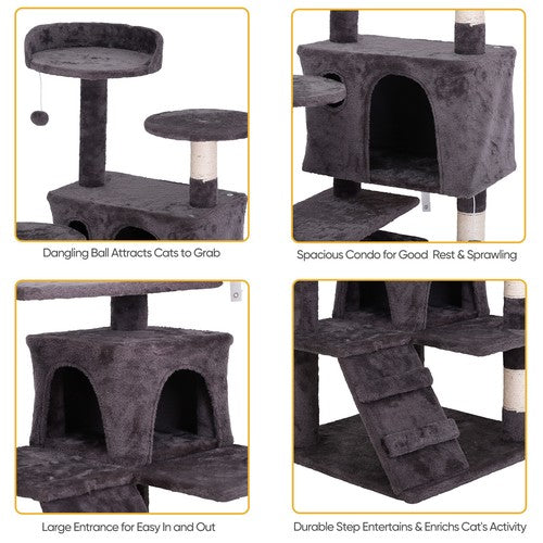 Segawe 55" STURDY Cat Tree Tower Activity Center Large Playing House Condo For Rest