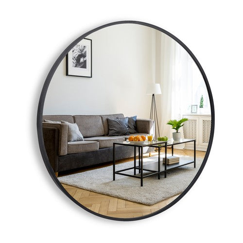 Segawe Black Round Mirror 30 inch Circle Mirror Metal Frame Wall Mounted Vanity Mirror