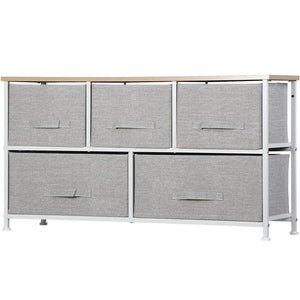 Segawe White 5 Drawer Fabric Dresser Storage Tower Closet Organizer Unit for Bedroom