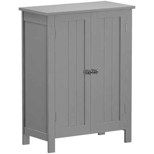 Segawe Bathroom Floor Storage Cabinet with Adjustable Shelf Double Door Organizer Grey