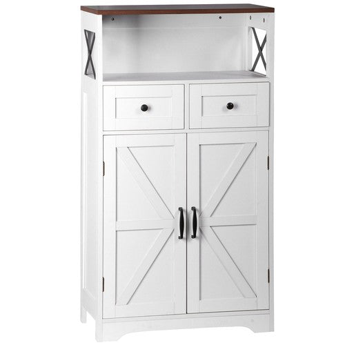 Segawe White Floor Cabinet Farmhouse Storage Cabinet with Doors and Drawer Freestanding