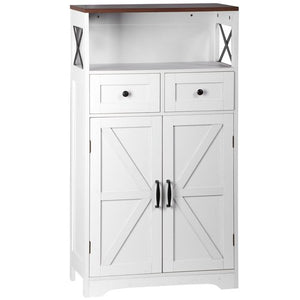 Segawe White Floor Cabinet Farmhouse Storage Cabinet with Doors and Drawer Freestanding