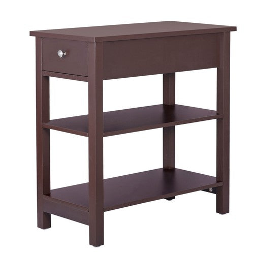 Segawe 24'' Narrow Side Table Slim End Table with Drawer and Shelves for Small Space
