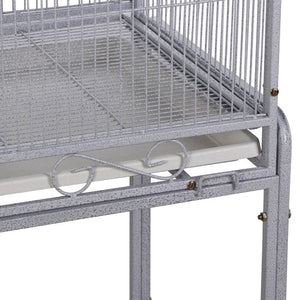 Segawe 53 Inch Flight Bird Cage Large Wrought Iron Parrot Cage with Rolling Stand White