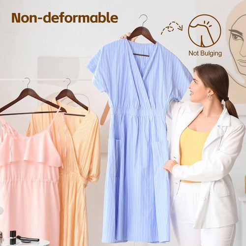 Segawe Premium Wooden Hangers 50 Pack Non-Slip Coat Clothes Hangers w/Swivel Hook Brown