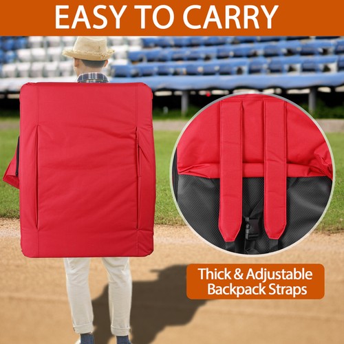 Segawe 2X Reclining Stadium Seat for Bleachers Padded Backrest Adjustable Armrests Red