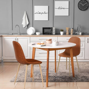Segawe 2PCS Dining Chairs PU Leather Seat Back Metal Legs for Kitchen Dinning Room
