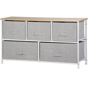 Segawe White 5 Drawer Fabric Dresser Storage Tower Closet Organizer Unit for Bedroom