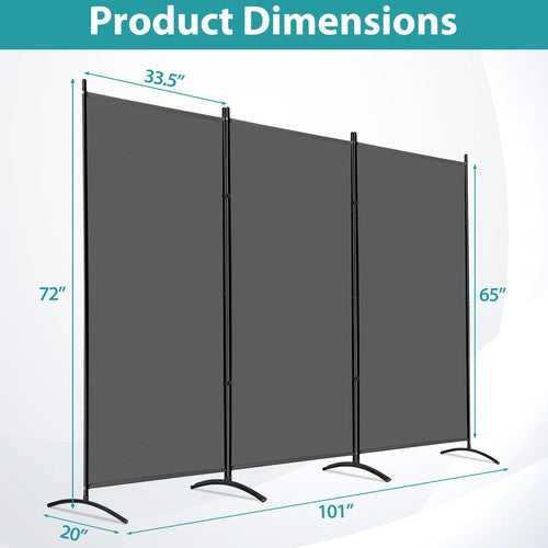 Segawe Partition Room Dividers 3 Panel Folding Privacy Screen 6Ft Portable Wall Divider