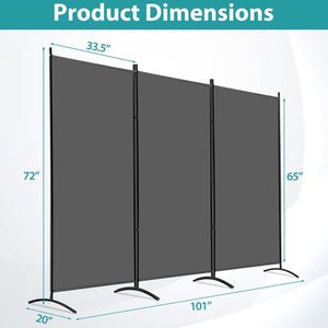 Segawe Partition Room Dividers 3 Panel Folding Privacy Screen 6Ft Portable Wall Divider