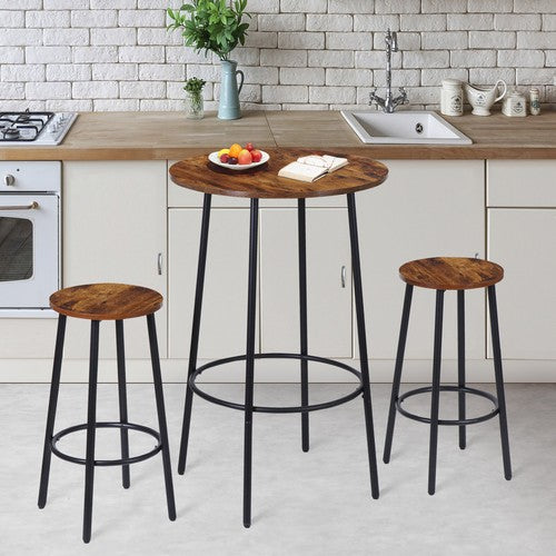 Segawe 3 Piece Pub Dining Set Bar Table & Stools for 2 Kitchen Counter Height Wood Top
