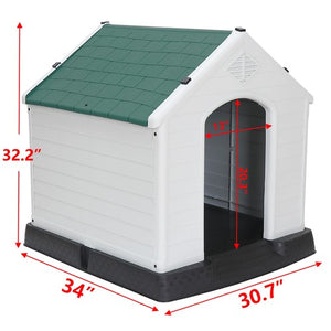 Segawe Indoor Outdoor Dog House Pet Shelter Green Waterproof Up to 100LB Dog w/Air Vent