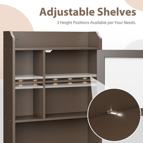 Segawe Wood Over The Toilet Bathroom Storage Cabinet Organizer w/Adjustable Shelf Brown