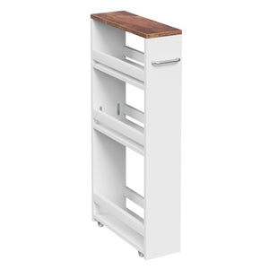 Segawe 4 Tier White Slim Storage Cart w/ Handle Slide Out Storage Rolling Utility Cart