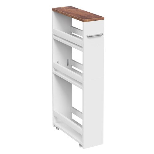 Segawe 4 Tier White Slim Storage Cart w/ Handle Slide Out Storage Rolling Utility Cart