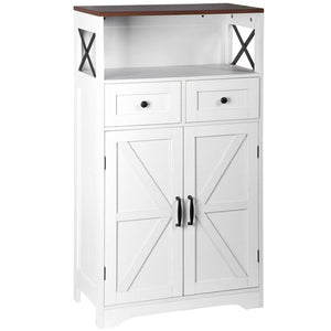 Segawe White Floor Cabinet Farmhouse Storage Cabinet with Doors and Drawer Freestanding