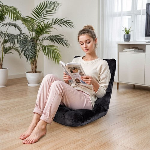 Segawe Folding Floor Chair w/Back Support Sofa Gaming Chair Adjustable Position Black