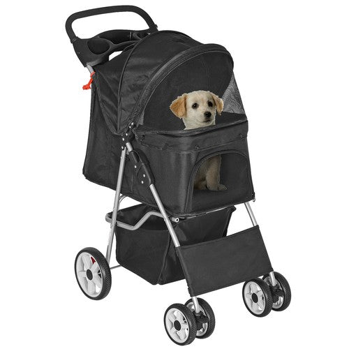 Segawe Pet Dog Stroller Travel Carriage 4 Wheels w/Foldable Carrier Cart & Cup Holder