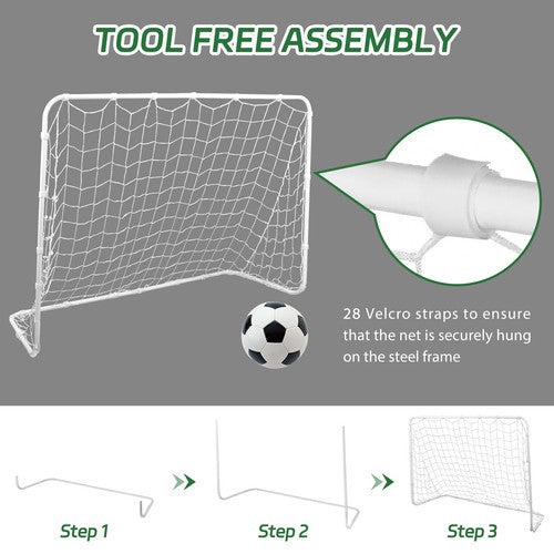 Segawe 6x4 FT Portable Youth Size Strong Steel Frame Soccer Goal Football Net Outdoor