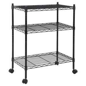 Segawe 3 Tier Unit Shelving Metal Wire Rack Organizer Adjustable Shelve with 4 Wheels