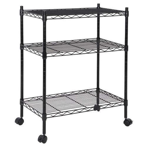 Segawe 3 Tier Unit Shelving Metal Wire Rack Organizer Adjustable Shelve with 4 Wheels