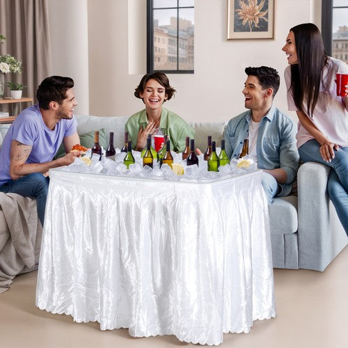 Segawe Portable Ice Cooler Table with Drain & Matching Skirt for Outdoor Party Event