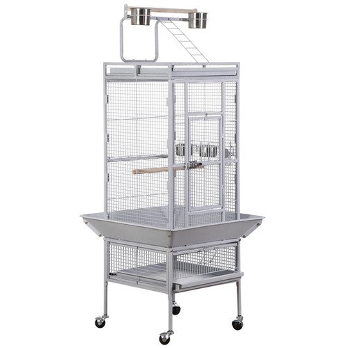 Segawe 61" Large Bird Cage Playtop Parrot Cage Cockatiel Cockatoo w/Rolling Stand White