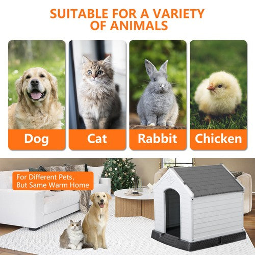Segawe Cozy Pet Dog House Waterproof Dog House for Small to Medium Size Outdoor Grey