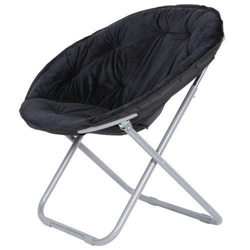 Segawe Set of 2 Faux Fur Saucer Chairs Folding Soft Lounge Moon Chairs for Living Room