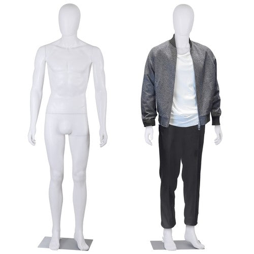 Segawe Male Mannequin Dress Form 73" Adjustable Stand w/Base White Mannequin Full Body