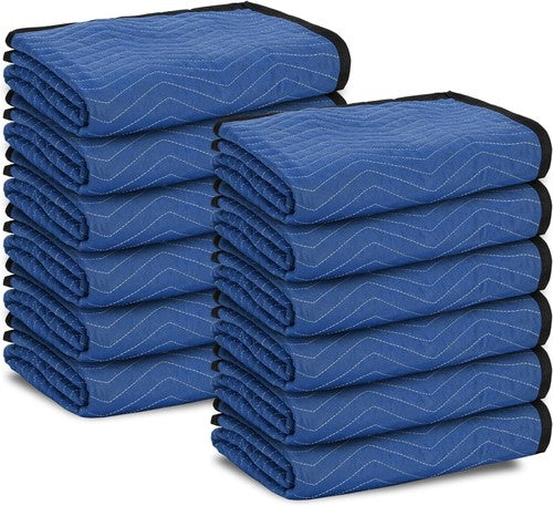 Segawe 12 Pack Moving Blankets 80" x 72" Pro Economy Blue Shipping Furniture Pads