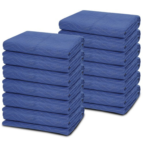 Segawe 12 Pack Moving Blankets 80" x 72" Pro Economy Blue Shipping Furniture Pads