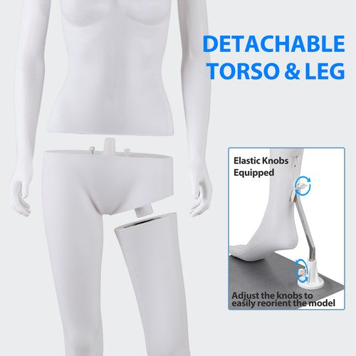 Segawe Female Mannequin Full Body Dress Form Adjustable 70" Realistic Detachable White