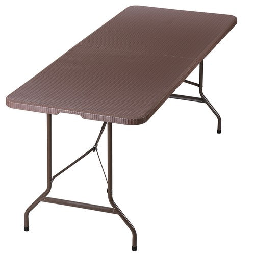Segawe 6 FT Folding Table Portable Fold-in-Half Plastic Table for Picnic Camping Brown