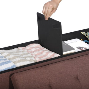 Segawe 43" Large Storage Bench,Folding Footrest Stool Toy Chest for Living Room Brown