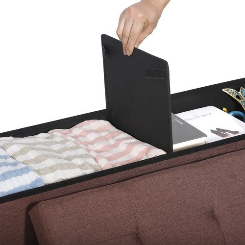 Segawe 43" Large Storage Bench,Folding Footrest Stool Toy Chest for Living Room Brown