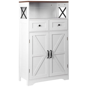 Segawe White Floor Cabinet Farmhouse Storage Cabinet with Doors and Drawer Freestanding