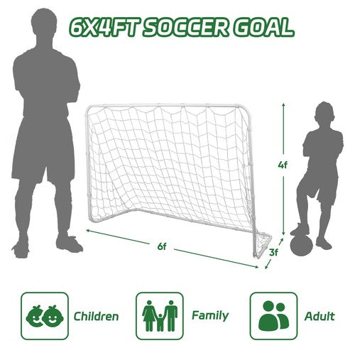 Segawe 6x4 FT Portable Youth Size Strong Steel Frame Soccer Goal Football Net Outdoor