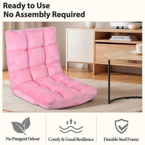 Segawe Adjustable Floor Chair Comfy Cushions Gaming Sofa Chiar Seat w/Back Support Pink
