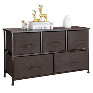 Segawe Chest 5-Fabric Drawer Sturdy Closets Bedroom Storage Cabinet Brown Dressers