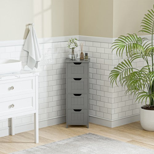 Segawe Bathroom Floor Cabinet with 4 Drawers Sturdy Storage Organizer Cabinet Gray