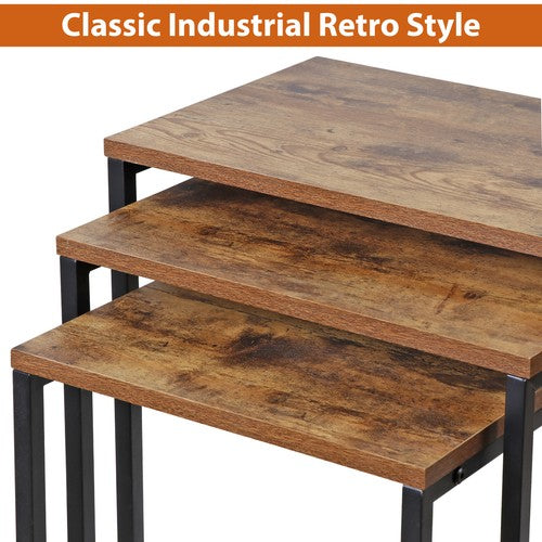 Segawe Modern Nesting Coffee Table Set of 3 C Table for Living Room Sofa Metal Legs