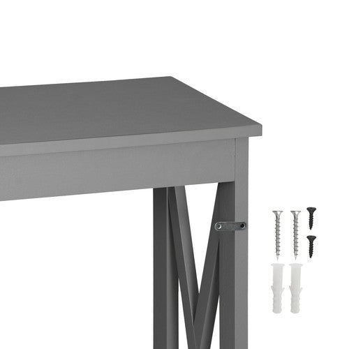 Segawe 2-Tier Narrow Console Table for Entryway Storage Shelf Modern Accent Sofa Grey