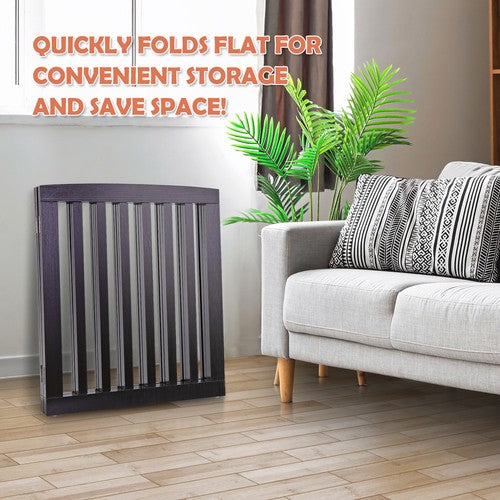 Segawe Dog Gate Indoor Freestanding 4 Panel 24" Pet Gate Foldable Dog Fence for Stairs