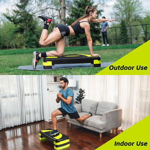 Segawe  31'' Fitness Aerobic Step Adjust 4"- 6 - 8" Exercise Stepper With Risers Yellow