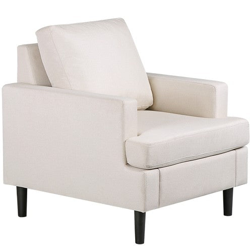 Segawe Accent Chair Mid-Century Comfy Upholstered Lounge Arm Chair with Pillow Beige