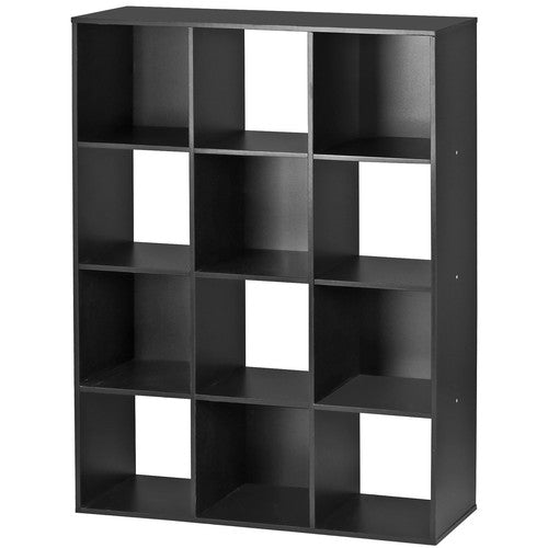 Segawe 12 Cube Storage Organizer Open Shelf Bookcase with Removable Back Panels Black